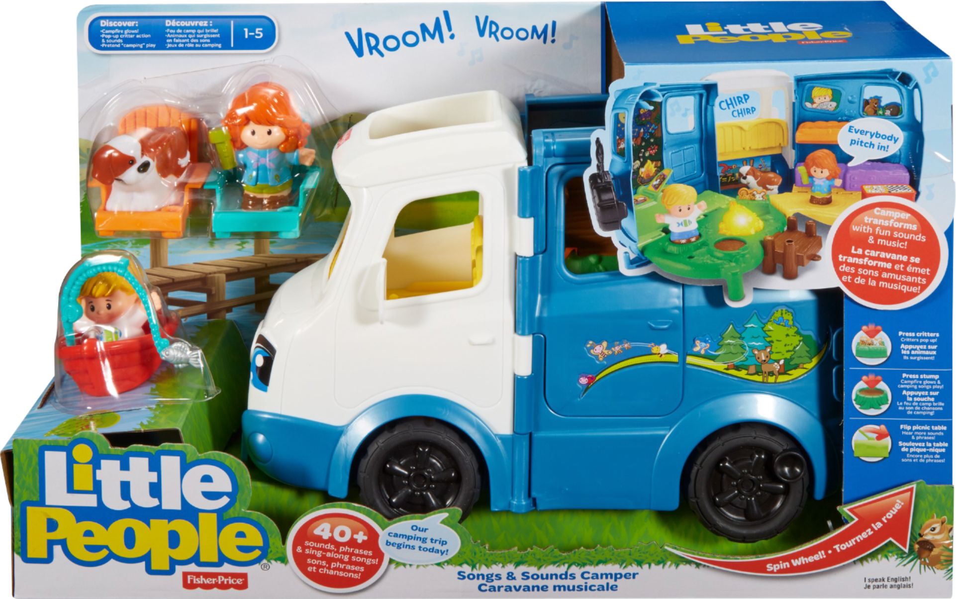 Fisher-Price Little People Songs and Sounds Camper Figures Aunt Zoey Flashlight 
