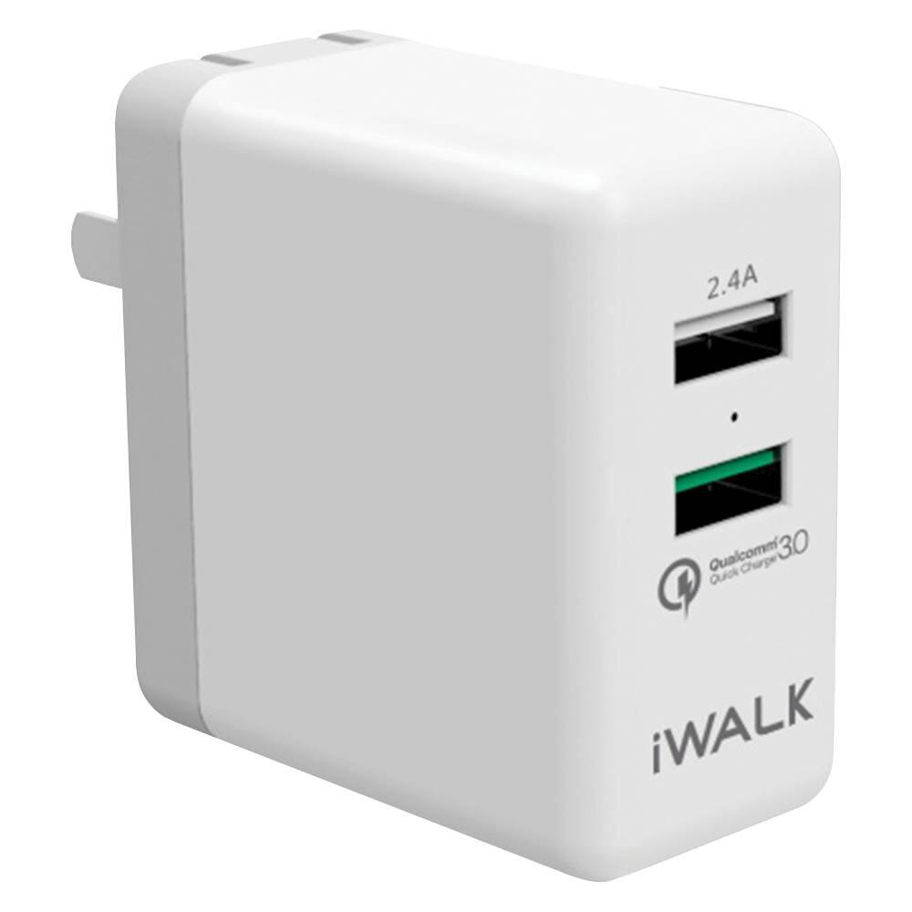 Front. iWalk - 2-Port USB Wall Charger - White.