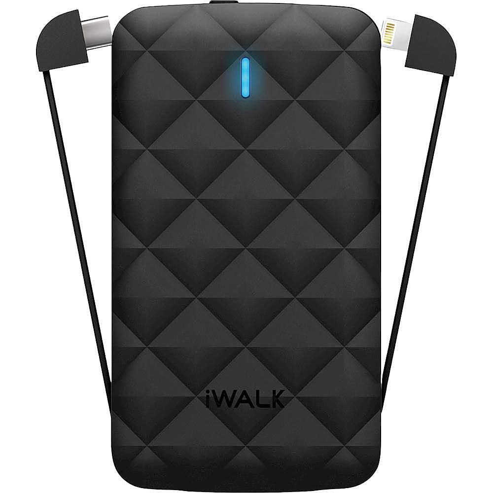 Front. iWalk - Duo 2.0 3,000 mAh Portable Charger for Most USB Type-C And Lightning-Equipped Devices - Black.