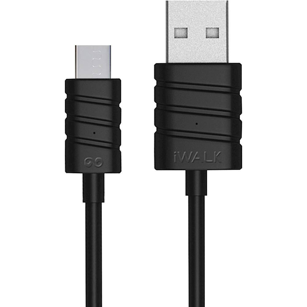 Front. iWalk - 6.6' USB-to-Micro USB Charge-and-Sync Cable - Black.