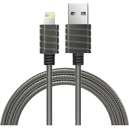 Front. iWalk - Apple MFi Certified 4' USB-to-Lightning Charge-and-Sync Cable - Gray.