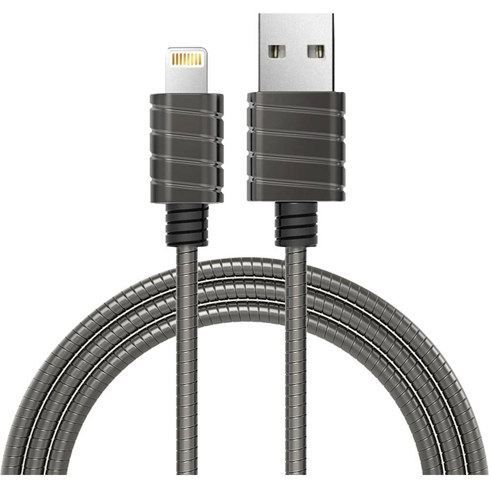 Front. iWalk - Apple MFi Certified 4' USB-to-Lightning Charge-and-Sync Cable - Gray.