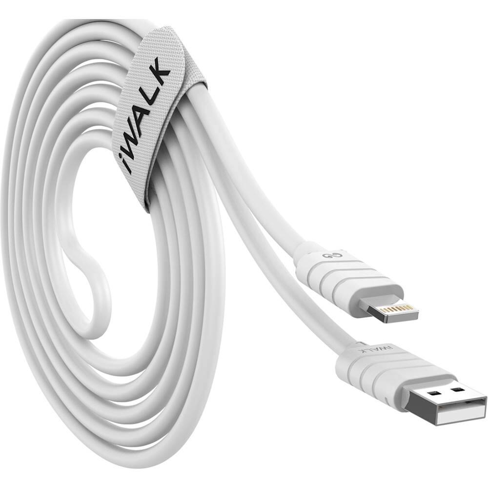 Angle View: iWalk - Apple MFi Certified 6.6' USB-to-Lightning Charge-and-Sync Cable - White