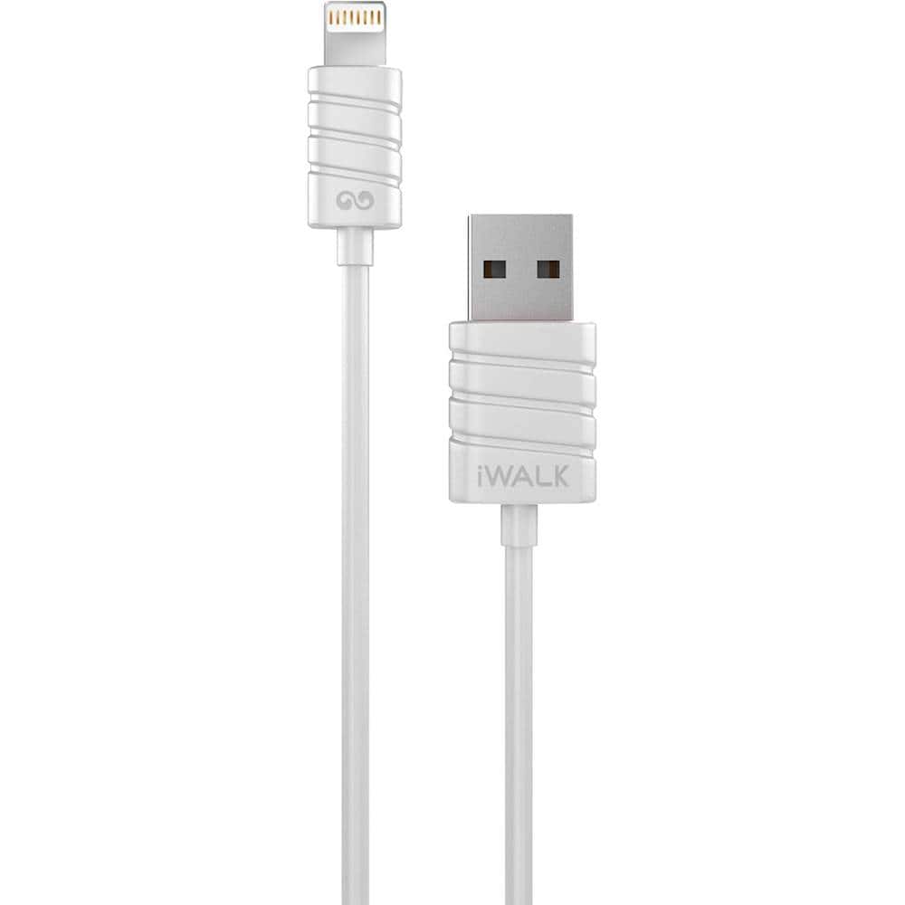 Front. iWalk - Apple MFi Certified 6.6' USB-to-Lightning Charge-and-Sync Cable - White.