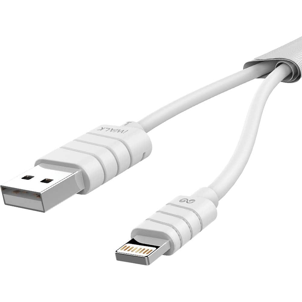 Left View: iWalk - Apple MFi Certified 6.6' USB-to-Lightning Charge-and-Sync Cable - White