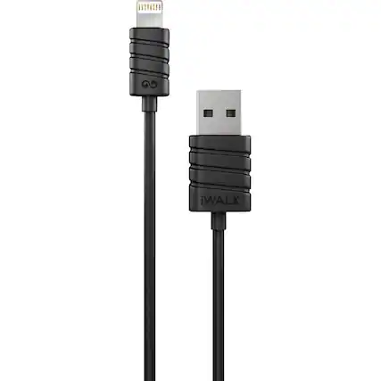 Front. iWalk - Apple MFi Certified 6.6' USB-to-Lightning Charge-and-Sync Cable - Black.
