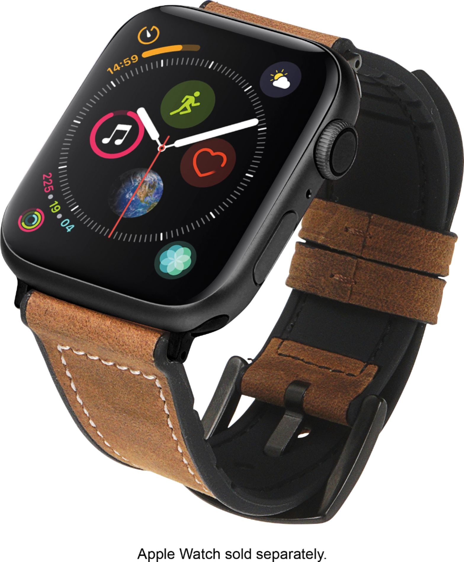 Angle View: NEXT - Hybrid Leather Sport Band for Apple Watch® 42mm and 44mm - Brown