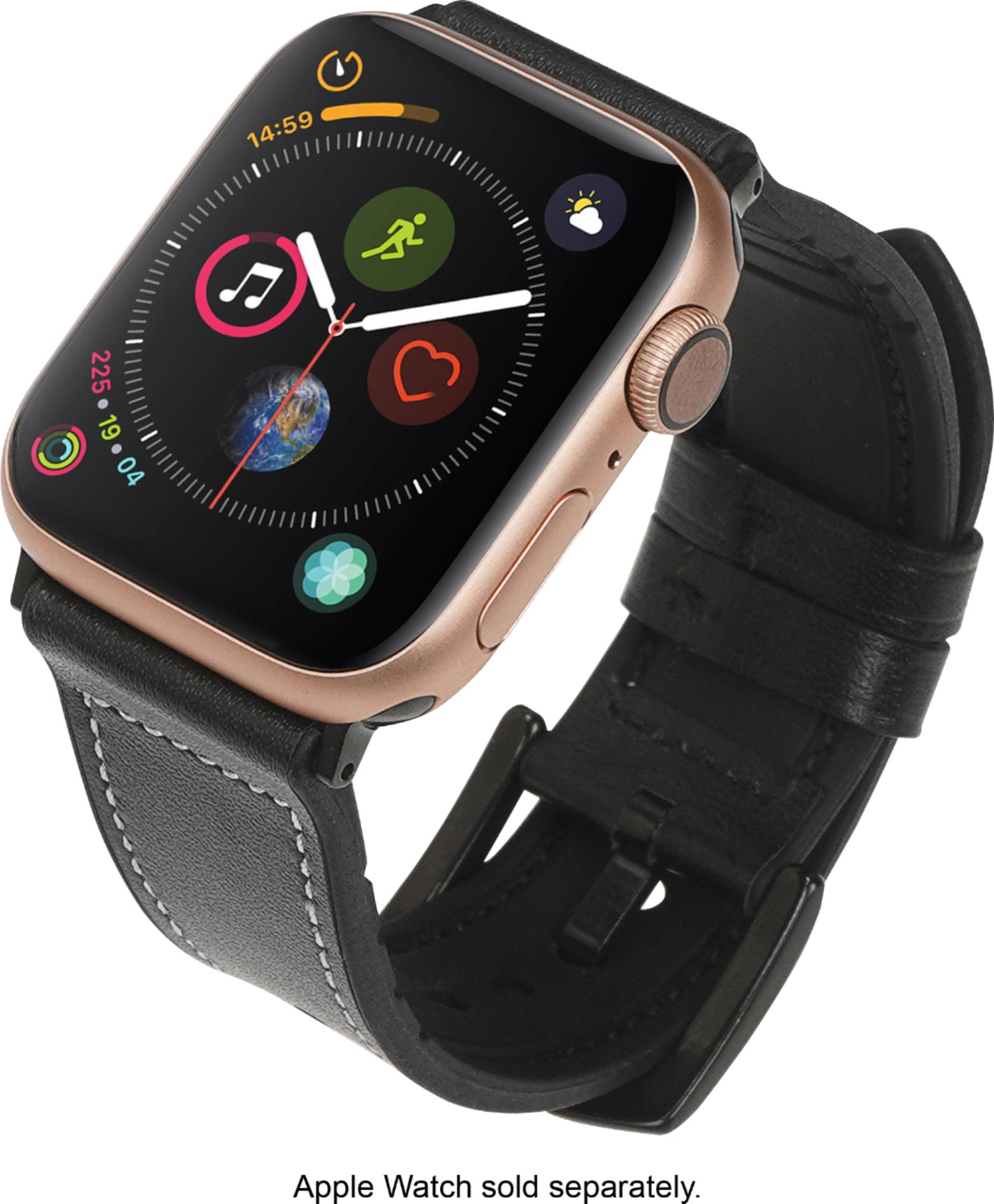 Angle View: NEXT - Hybrid Leather Sport Band for Apple Watch® 38mm and 40mm - Black