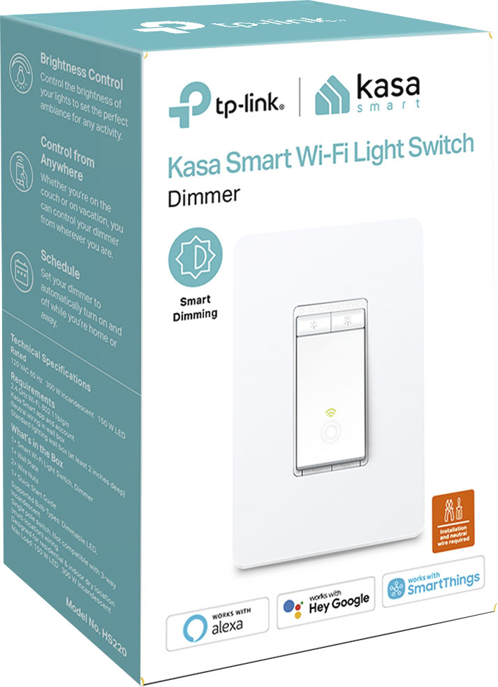 Feit Electric DIM/WiFi Neutral Wire Required for Installation, Compatible  with  Alexa and Google Assistant, Smart Dimmer Light Switch, White