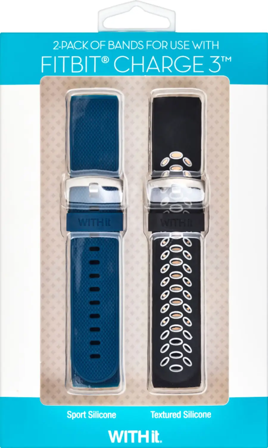 2-PACK OF BANDS FOR USE WITH FITBIT CHARGE 3 WITH SPORT SILICONE TEXTURED SILICONE.