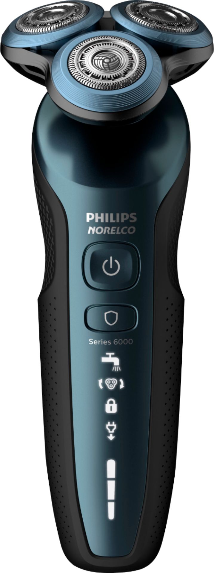 Left View: Philips Norelco - 6900 Wet/Dry Electric Shaver - Savio Blue