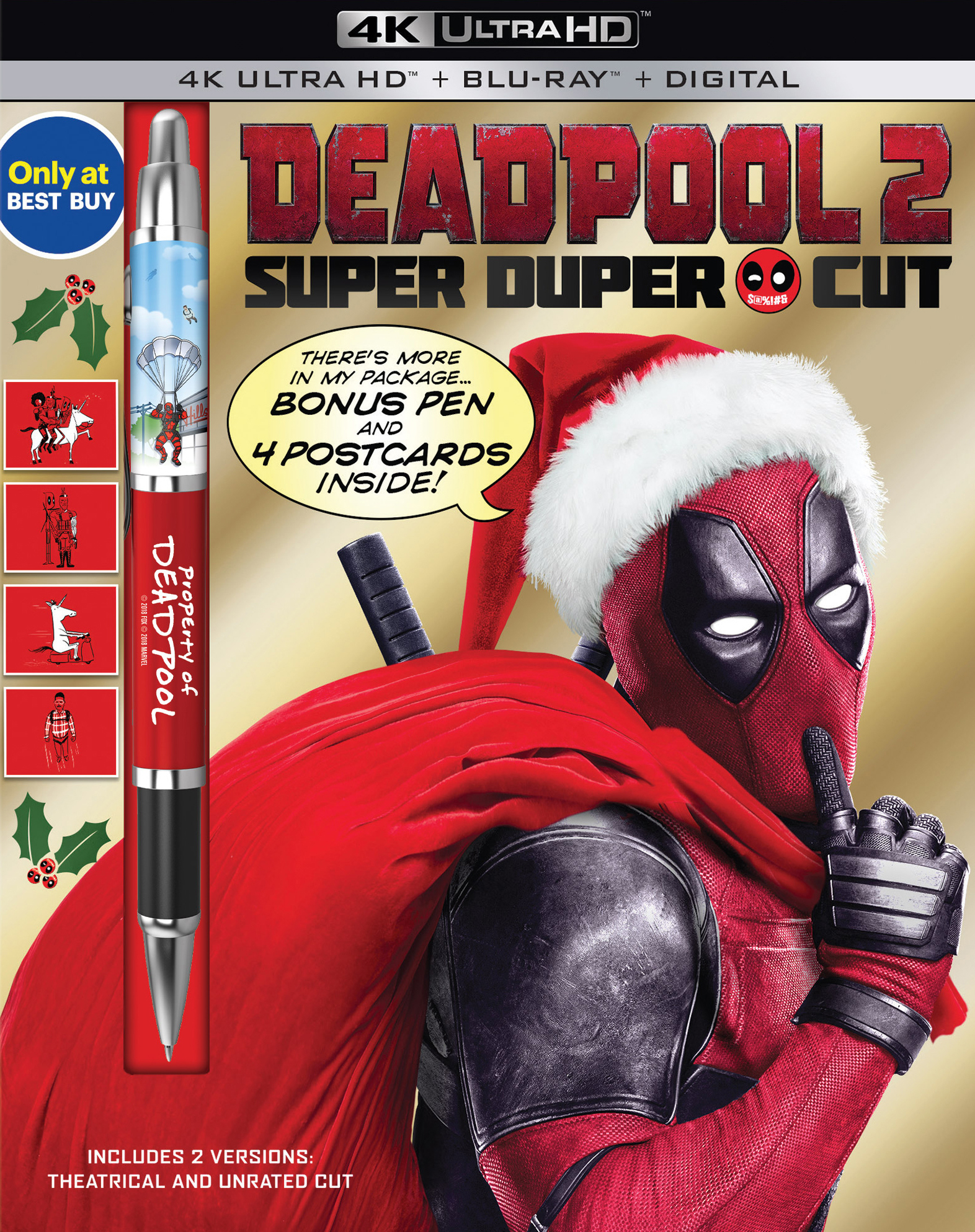 Deadpool 2 Digital Copy 4k Ultra Hd Blu Rayblu Ray Only At Best Buy Pen And 4 Postcards 2018