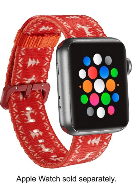 Dynex™ Holiday Reindeer Nylon Band for Apple Watch® 38mm and 40mm Red ...