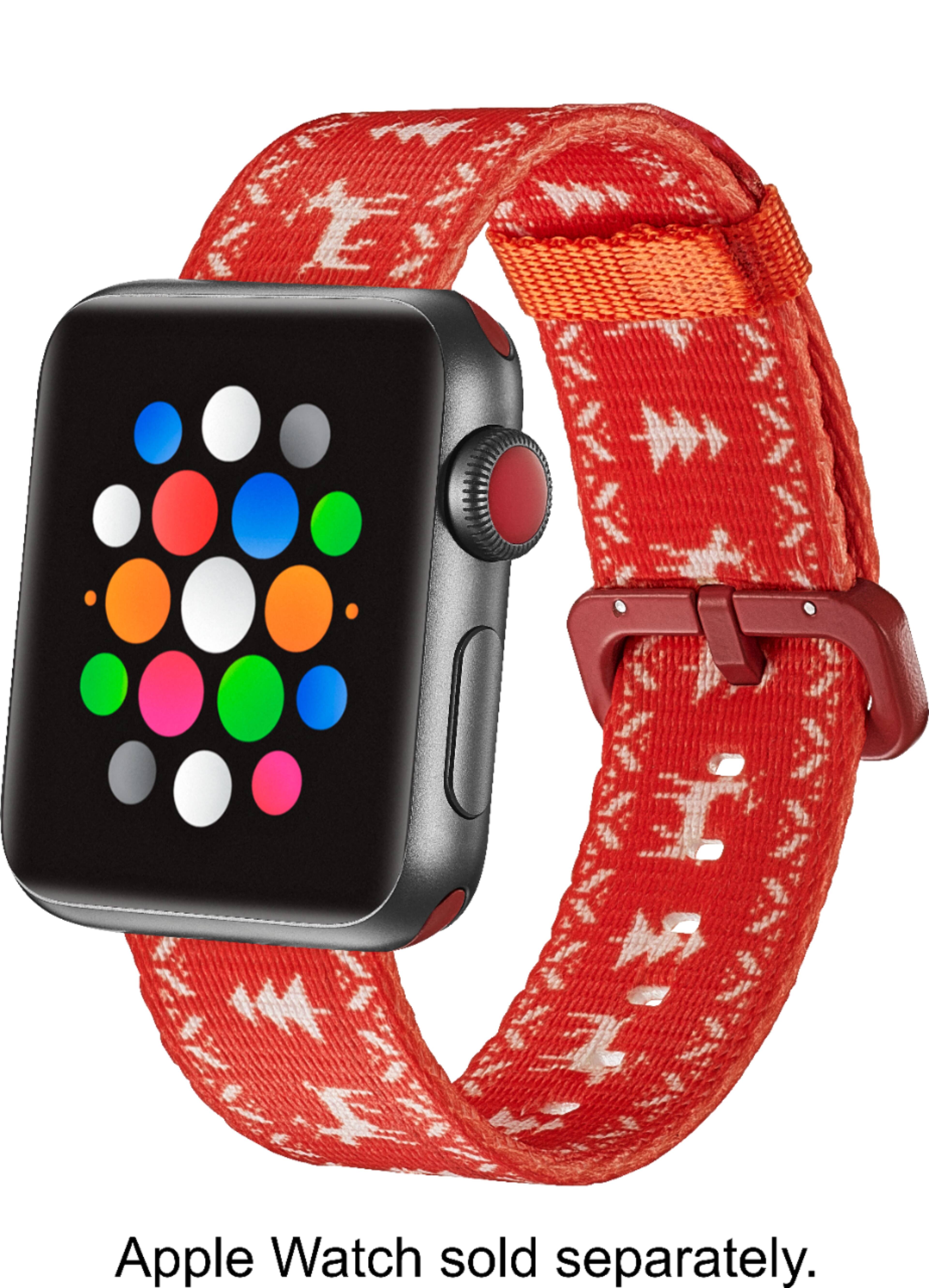 Handdn Red Calfskin Apple Watch Band – Waves Texture