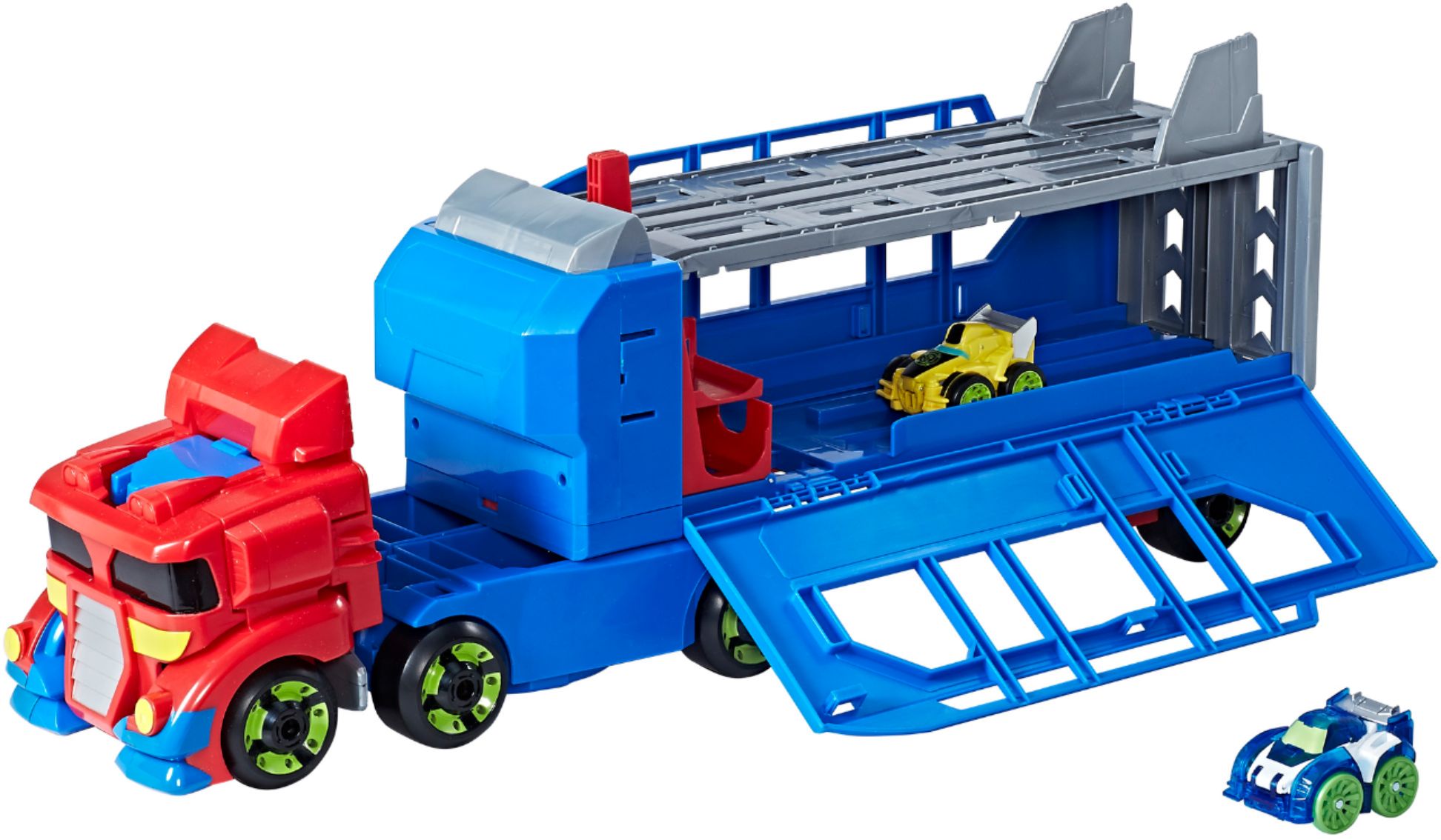 playskool heroes transformers rescue bots flip racers optimus prime race track trailer