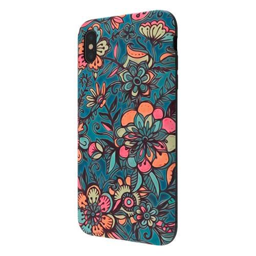 strongfit designers tough case for apple iphone xs max - sweet spring floral/melon pink, butterscotch, teal