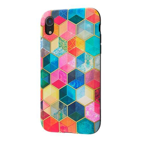 strongfit designers tough case for apple iphone xr - crystal bohemian honeycomb cubes