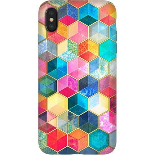 strongfit designers tough case for apple iphone xs max - crystal bohemian honeycomb cubes