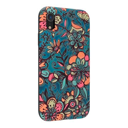 strongfit designers tough case for apple iphone xr - sweet spring floral/melon pink, butterscotch, teal