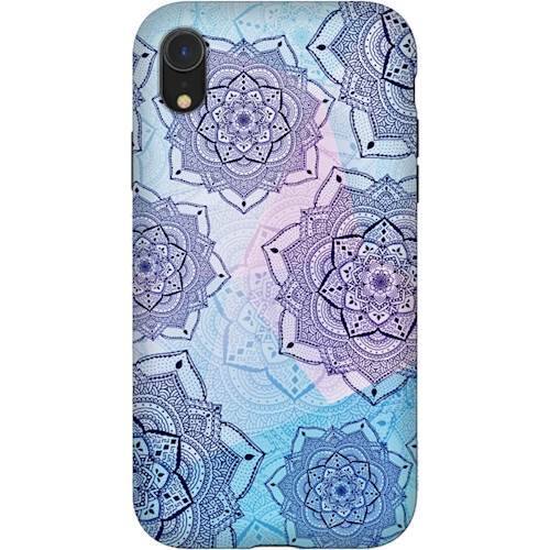 strongfit designers tough case for apple iphone xr - blue purple mandalas