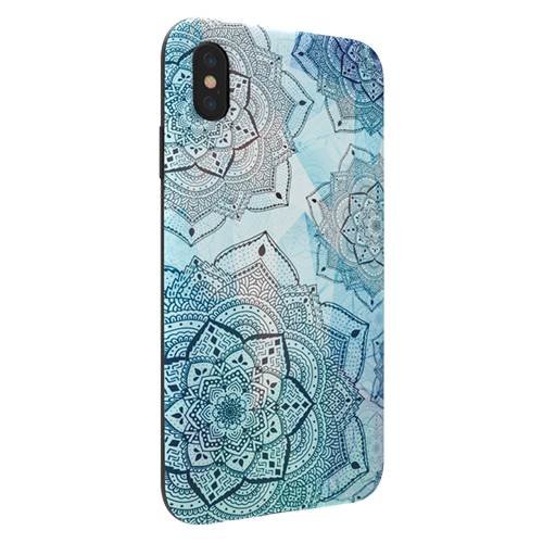 strongfit designers tough case for apple iphone xs max - blue mandalas