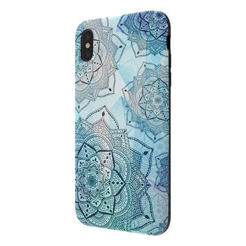 strongfit designers tough case for apple iphone xs max - blue mandalas