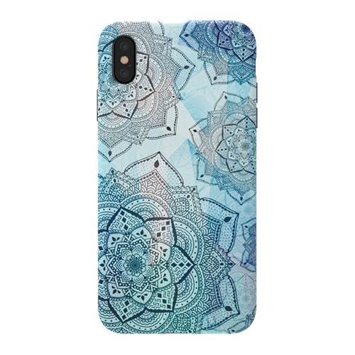 strongfit designers tough case for apple iphone xs max - blue mandalas