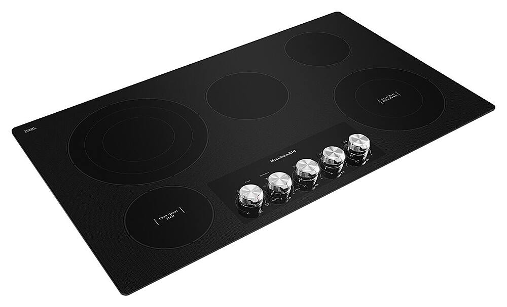 Angle. KitchenAid - 36" Built-In Electric Cooktop - Black.