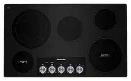 KitchenAid - 36" Built-In Electric Cooktop with 5 Elements and Knob Controls - Black