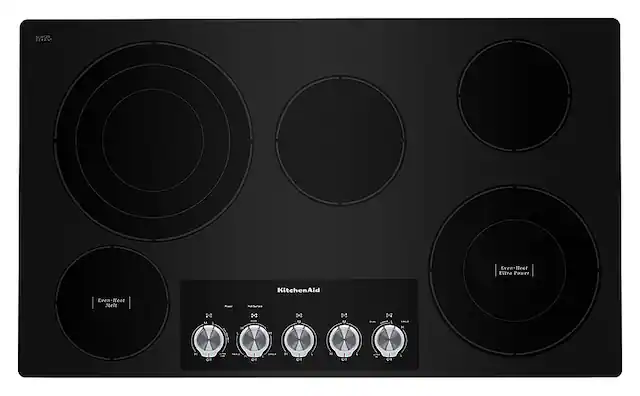 Front. KitchenAid - 36" Built-In Electric Cooktop - Black.