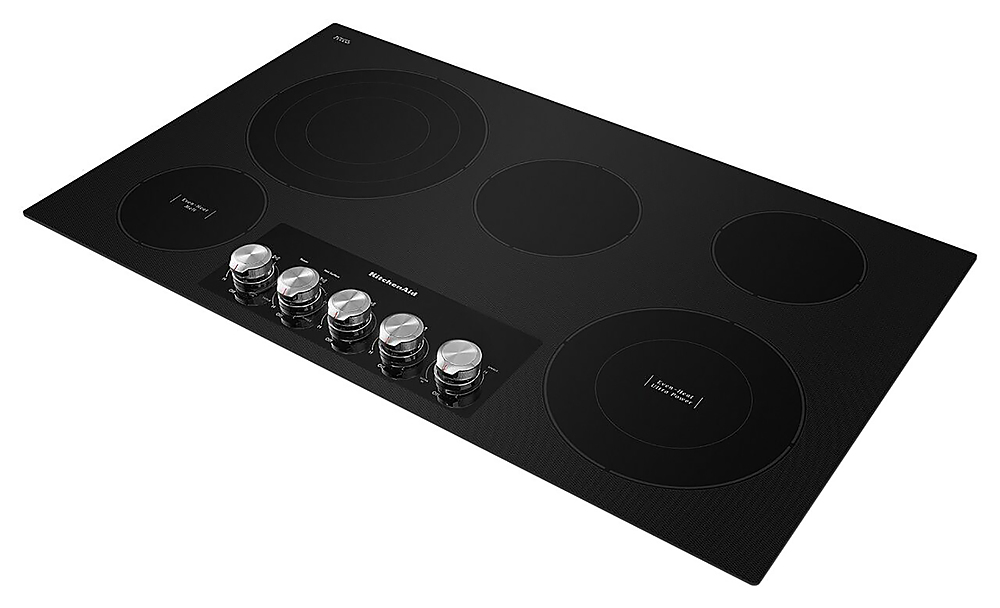 Left View: KitchenAid - 36" Built-In Electric Cooktop - Black