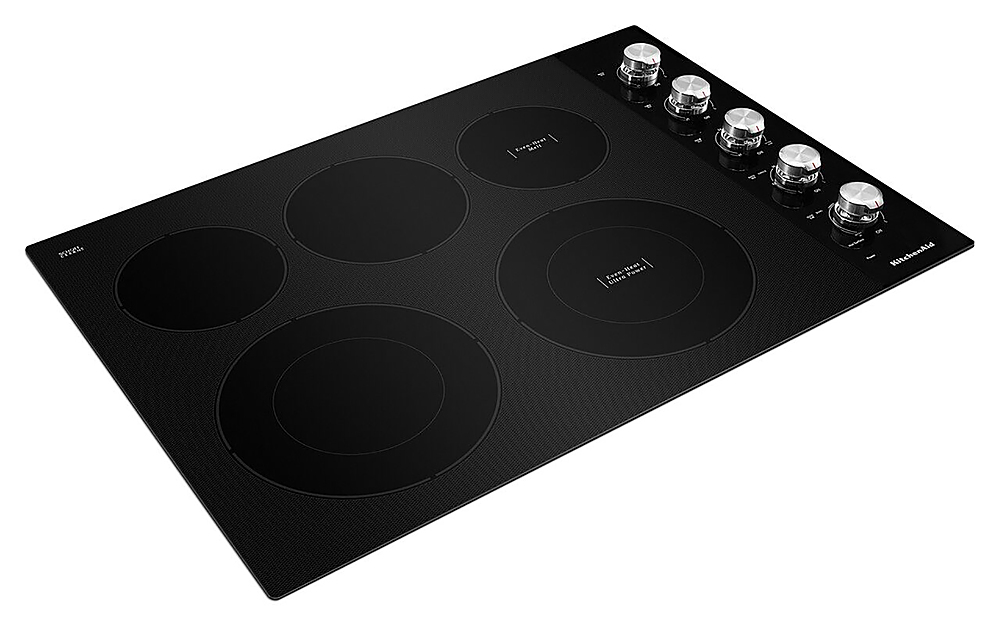 Angle View: KitchenAid - 30" Built-In Electric Cooktop - Black