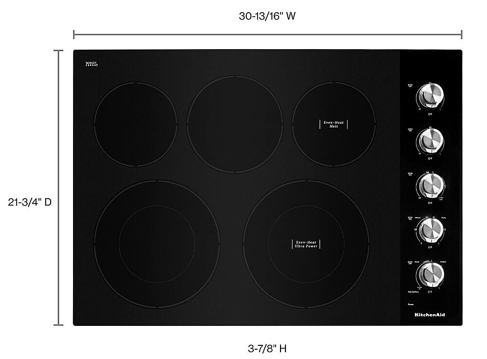Alt View 12. KitchenAid - 30" Built-In Electric Cooktop - Black.