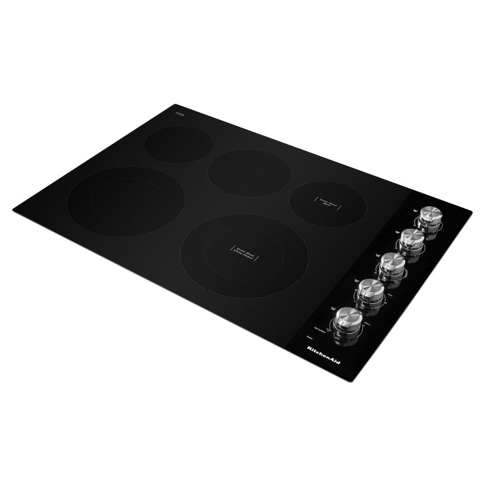 Left View: KitchenAid - 30" Built-In Electric Cooktop - Black