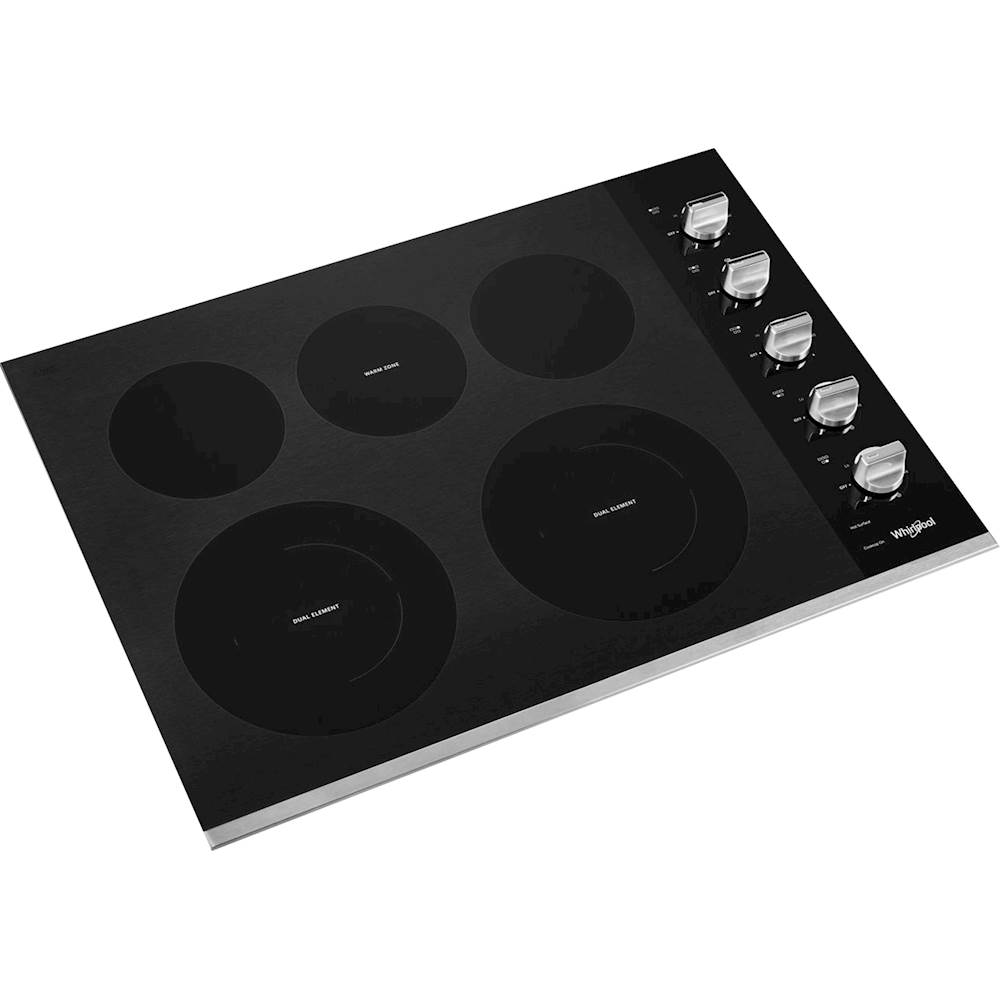 Angle View: GE - 36" Built-In Electric Cooktop - White