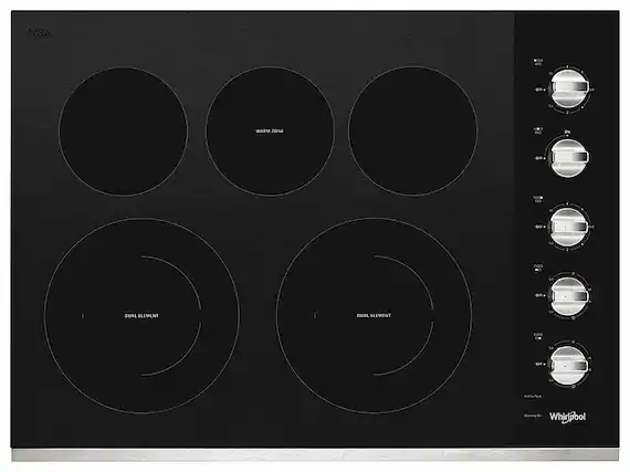 Front. Whirlpool - 30" Built-In Electric Cooktop - Stainless Steel.