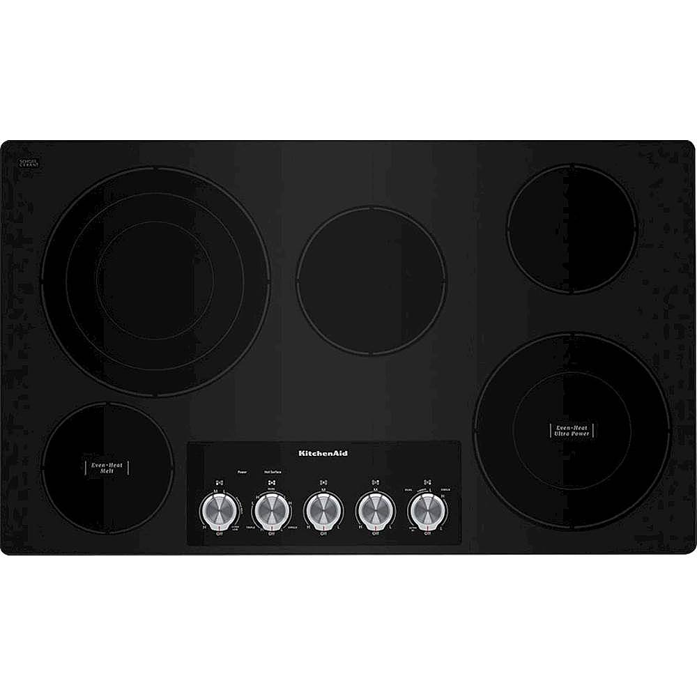 KitchenAid KECC506RSS 30 Smoothtop Electric Cooktop with 4 Elements,  Traditional Black Ceramic Glass Surface & Infinite-Heat Controls: Black w/  Speckles & Stainless Steel Trim