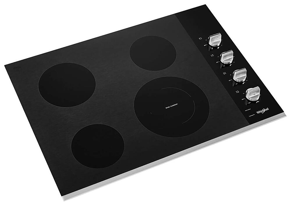 Angle. Whirlpool - 30" Built-In Electric Cooktop - Stainless Steel.
