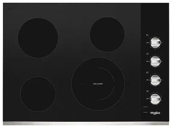 Front. Whirlpool - 30" Built-In Electric Cooktop - Stainless Steel.