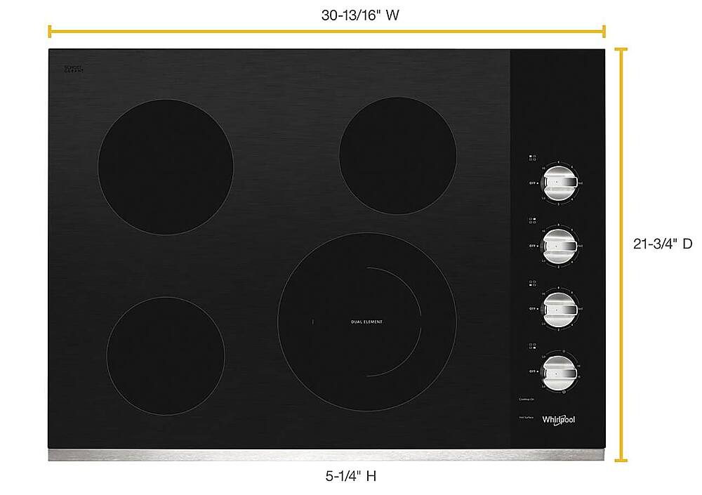 Alt View 11. Whirlpool - 30" Built-In Electric Cooktop - Stainless Steel.