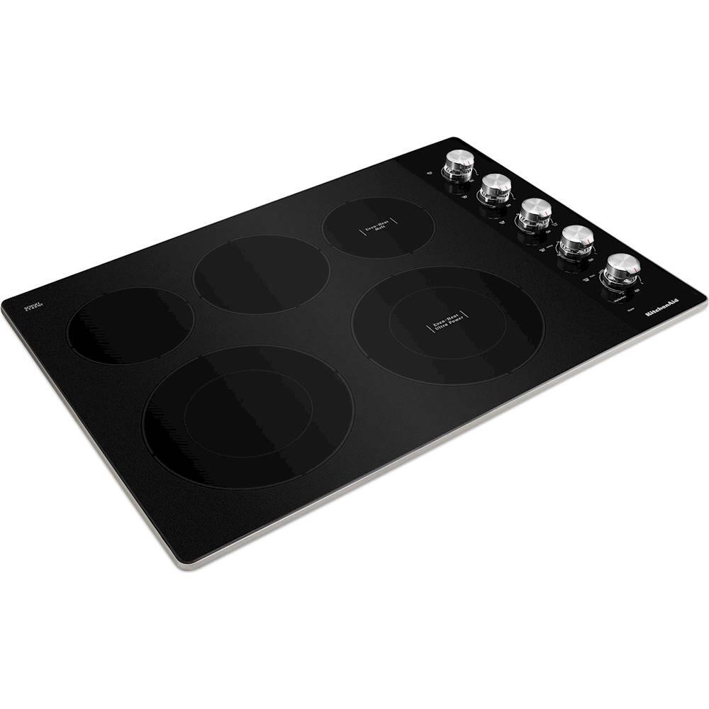 Angle. KitchenAid - 30" Built-In Electric Cooktop - Stainless Steel.