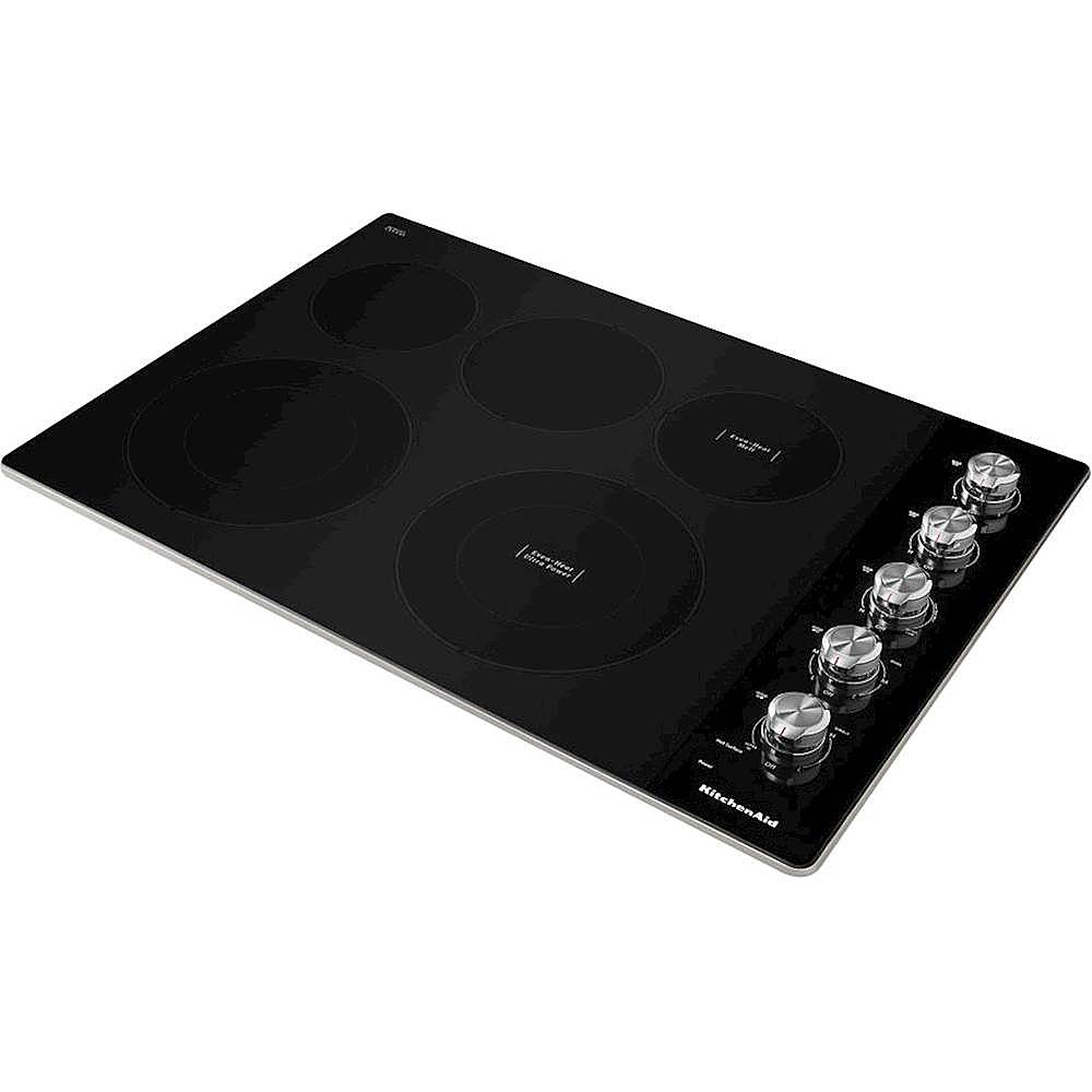 Left View: KitchenAid - 36" Built-In Electric Induction Cooktop - Black