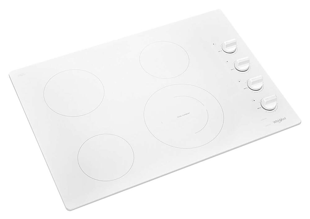 Angle. Whirlpool - 30" Built-In Electric Cooktop - White.