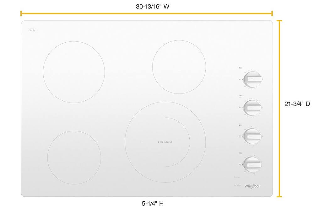 Alt View 11. Whirlpool - 30" Built-In Electric Cooktop - White.