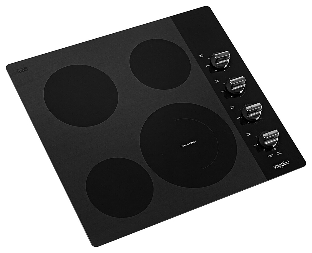 Angle View: Whirlpool - 24" Built-In Electric Cooktop - Black