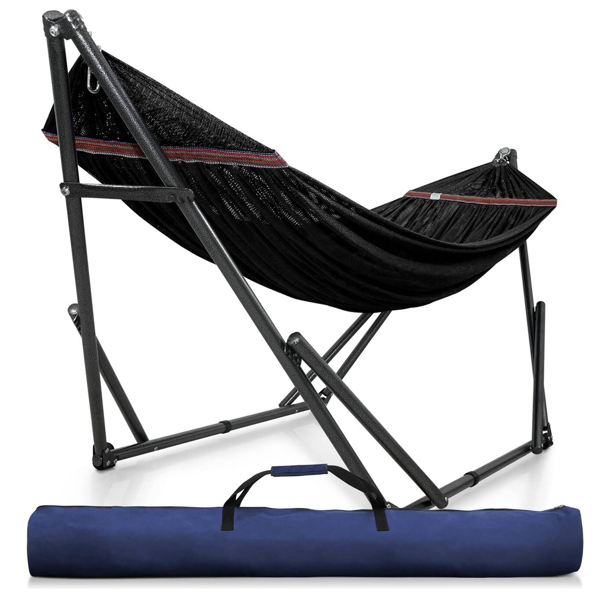 Front. Tranquillo - Tranquillo Universal 116" Double Hammock with Adjustable Stand and Bag, Black - 08. Uni Black.