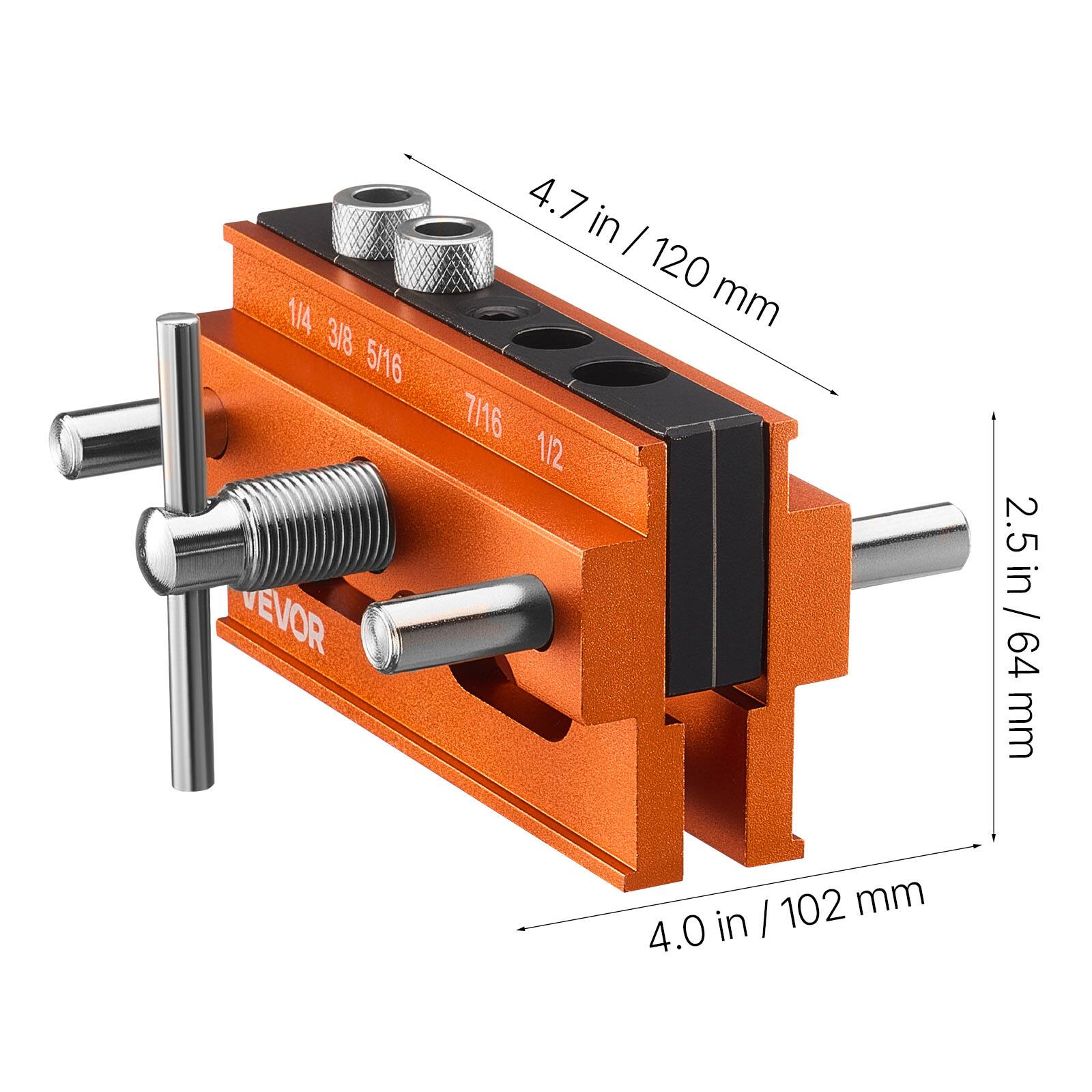 1/4 3/8 5/16  
7/16 1/2  
EVOR  
4.7 in / 120 mm  
2.5 in / 64 mm  
4.0 in / 102 mm