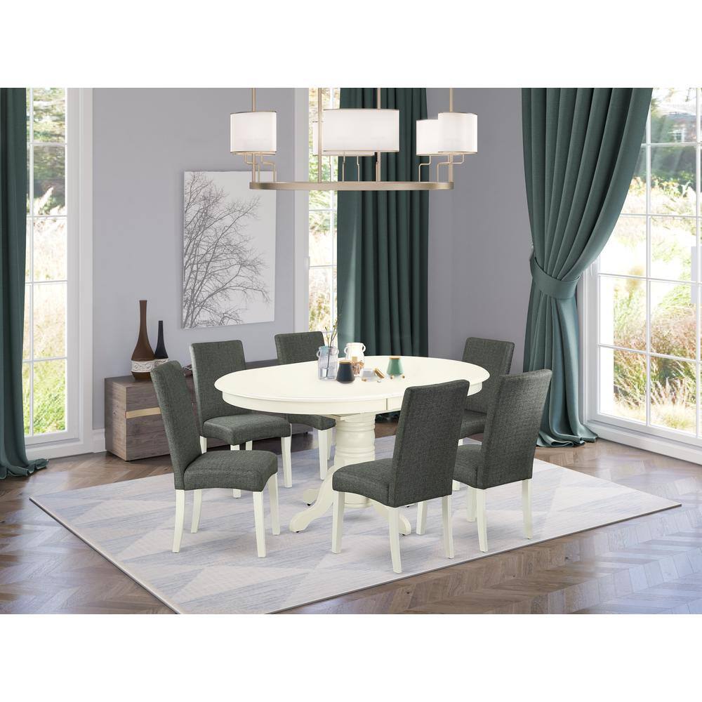 Left. East West Furniture - Dining Room Set Linen White - Brown.
