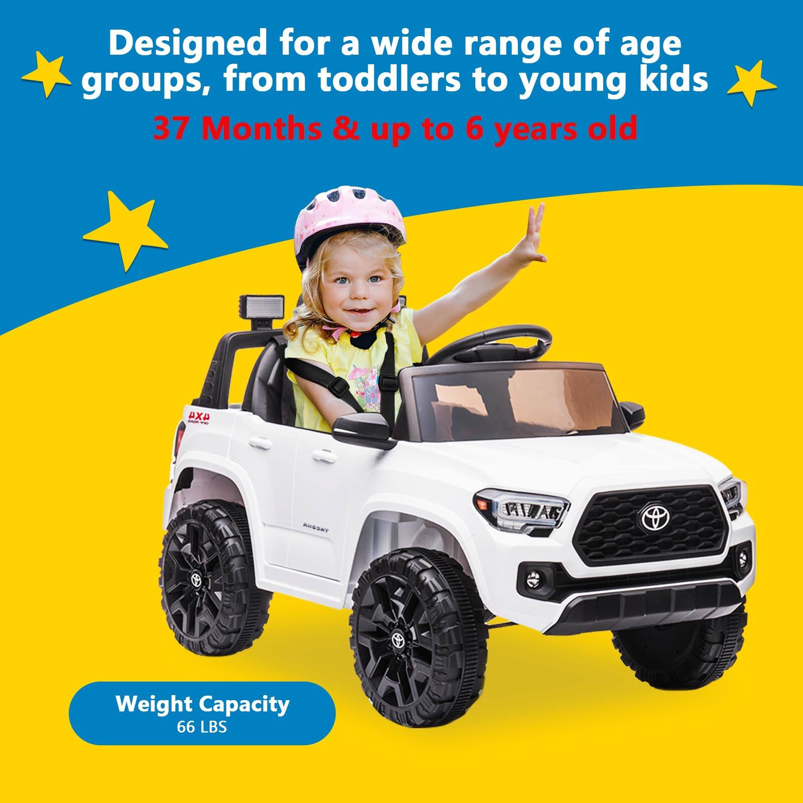 Designed for a wide range of age groups, from toddlers to young kids  
37 Months & up to 6 years old  

Weight Capacity  
66 LBS