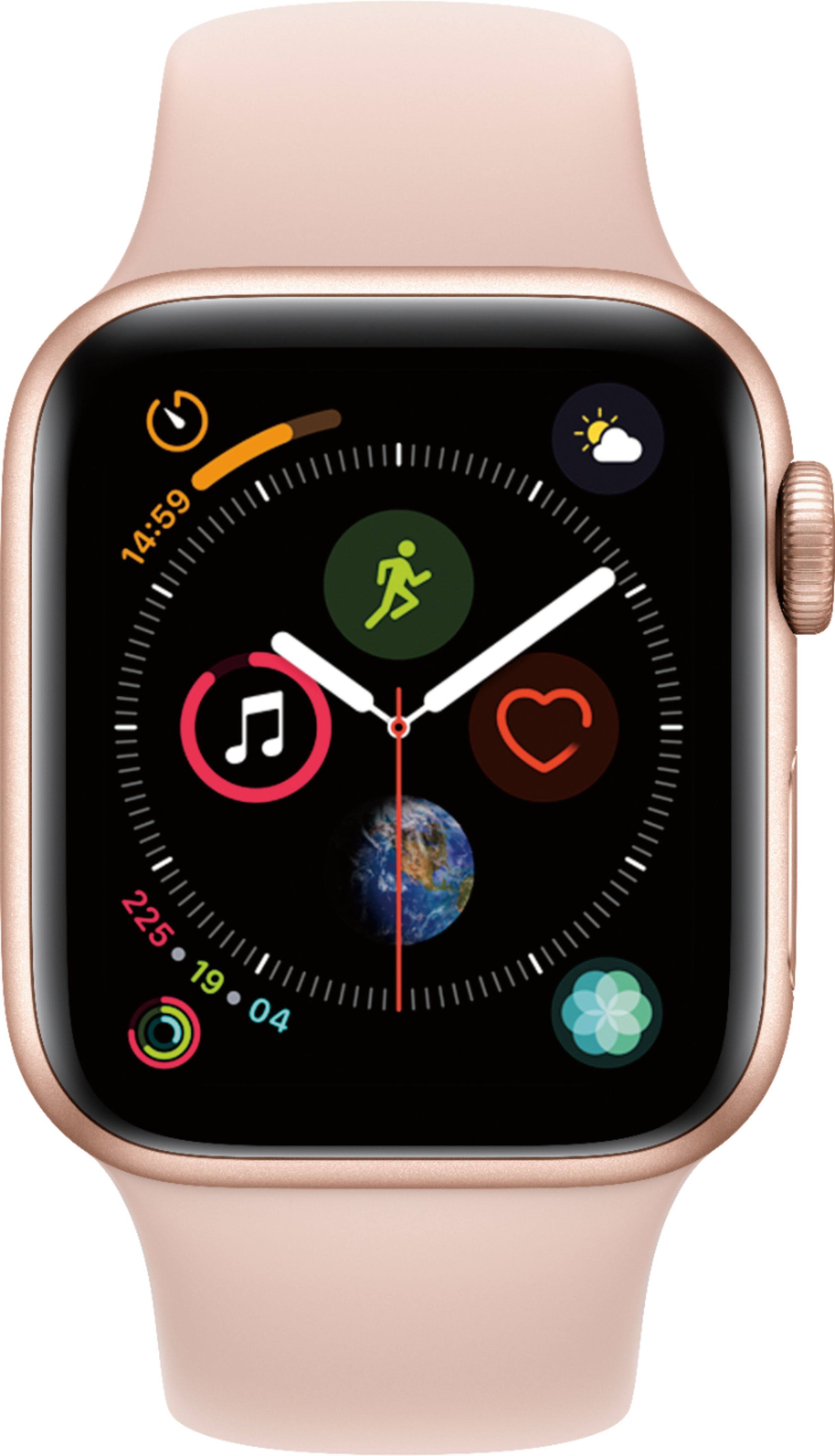 Alt View 11. Apple - Geek Squad Certified Refurbished Apple Watch Series 4 (GPS) 40mm Gold Aluminum Case with Pink Sand Sport Band - Gold Aluminum.